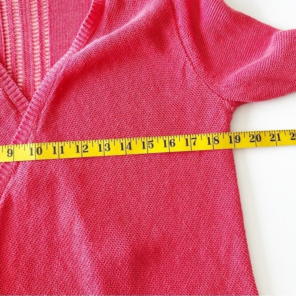 Eileen fisher open front cardigan Sweater Lightweight Linen Salmon Pink Large